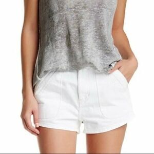 Free People White Denim Sweet Surrender Crochet Trim Shorts Size 29